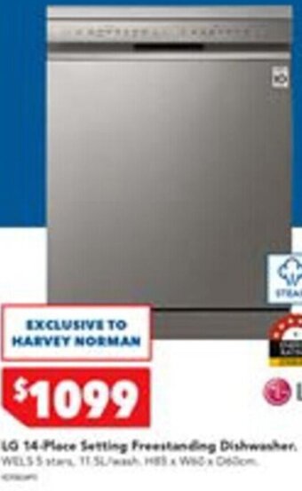 Harvey Norman LG 14 Place Setting Freestanding Dishwasher offer