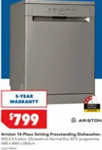 Harvey Norman Ariston 14-Place Setting Freestanding Dishwasher. offer