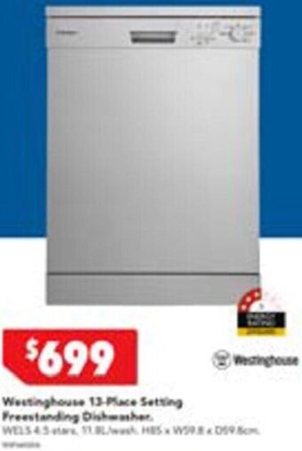Harvey Norman Westinghouse 13-Place Setting Freestanding Dishwasher. offer