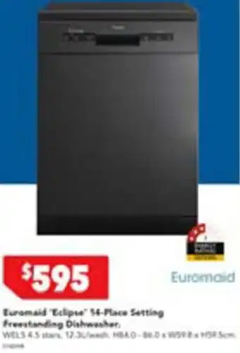 Euromaid "Eclipse' 54-Place Setting Freestanding Dishwasher.