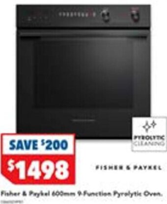 Harvey Norman Fisher & Paykel 600mm 9-Function Pyrolytic Oven. offer