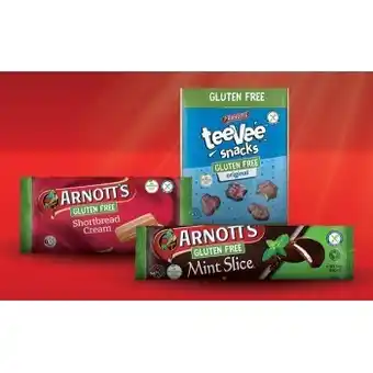 IGA Arnott’s Gluten Free Mint Slice, Short Bread Creams or TV Snack’s Original Biscuits 130-144g offer