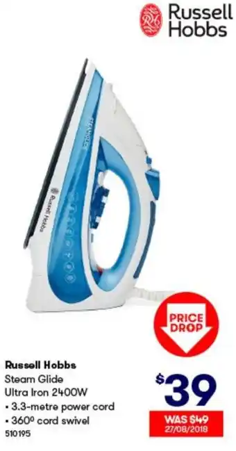 BIG W Russell Hobbs Steam Glide Ultra Iron 510195 offer