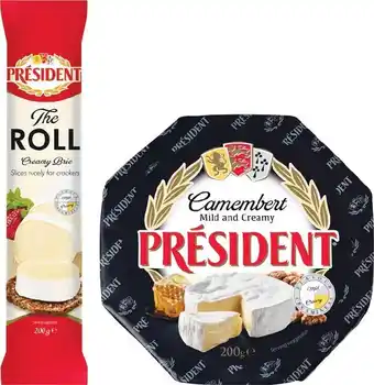President Brie, Camembert or Brie Roll 200g – From the Deli