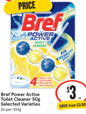 IGA Bref Power Active Toilet Cleaner 50g Selected Varieties offer