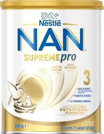 Woolworths Nestle NAN SUPREMEpro Stage 3 or Stage 4 Baby Formula 800g – Limit of 2 per Customer offer