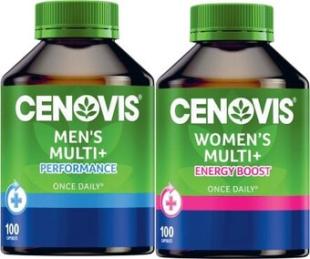 Cenovis Once Daily Men’s Multi + Performance or Women’s Multi + Performance 100 Pack