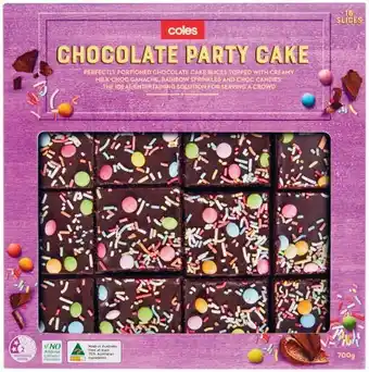 Coles Coles Chocolate Party Cake 16 Pack 700g offer