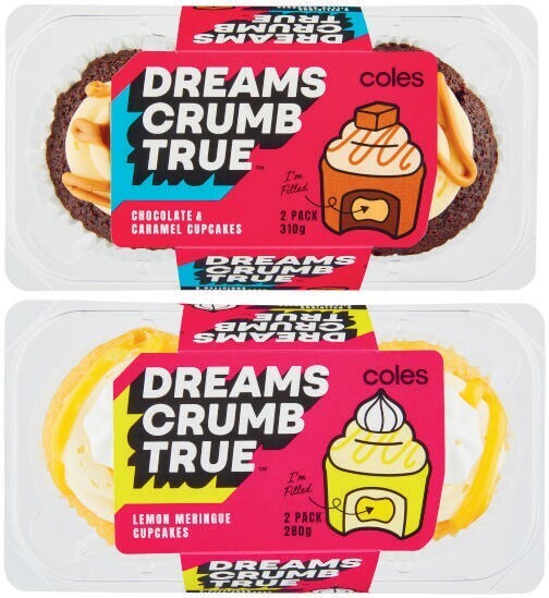 Coles Dreams Crumb True Cupcakes 2 Pack 280g310g offer at Coles