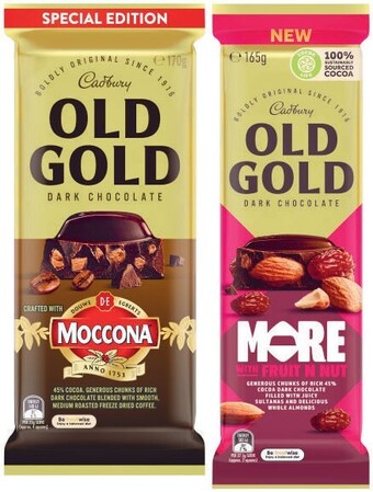 Coles Cadbury Old Gold Block Chocolate 165g-180g offer