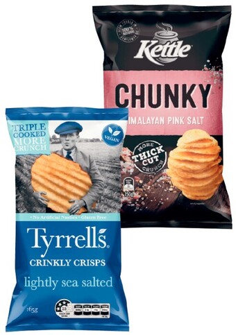 Coles Kettle Chunky Potato Chips 150g or Tyrrells Potato Crisps 165g offer