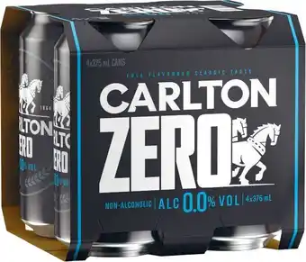 Coles Carlton Zero Cans 4x375mL offer