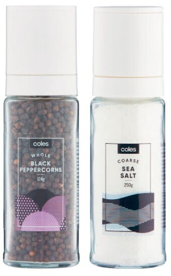 Coles Salt or Pepper Grinder 124g-250g