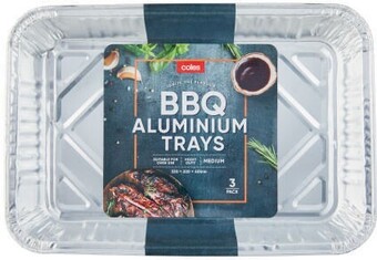 Coles Coles BBQ Aluminium Medium Trays 3 Pack offer