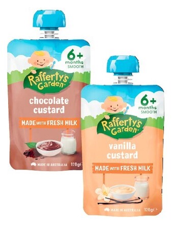 Coles Rafferty’s Garden 4+ Month, 6+ Month or 8+ Month Baby Food Pouch 120g offer