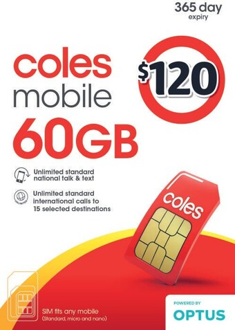 Coles Coles Mobile $120 Prepaid SIM offer