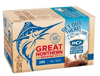 Coles Great Northern Zero Bottles 24x330mL offer