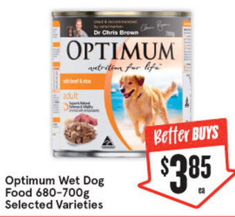 IGA Optimum Wet Dog Food 680-700g Selected Varieties offer