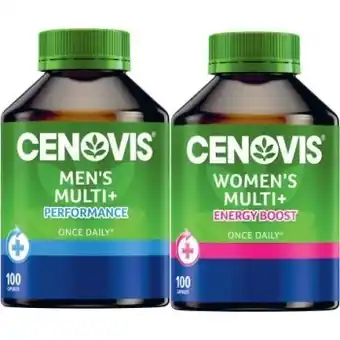 Coles Cenovis Once Daily Men’s Multi + Performance or Women’s Multi + Performance 100 Pack offer