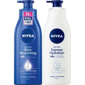 Coles Nivea Express Hydration or Rich Nourishing Body Lotion 400mL offer