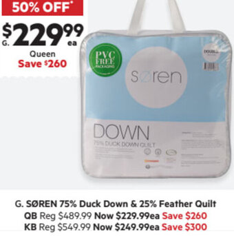 Harris Scarfe Søren 75% Duck Down & 25% Feather Quilt QB offer