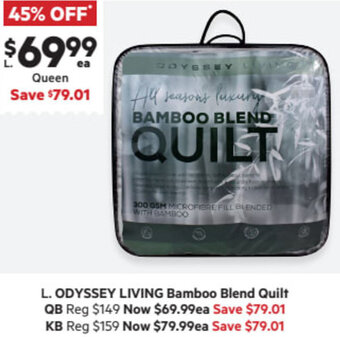 Harris Scarfe Odyssey Living Bamboo Blend Quilt Qb offer