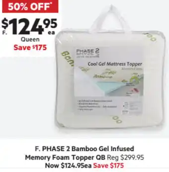 Harris Scarfe Phase 2 Bamboo Gel Infused Memory Foam Topper QB offer