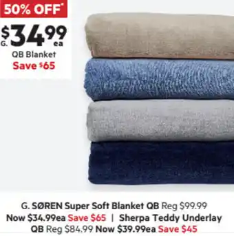 Harris Scarfe Søren Super Soft Blanket QB offer