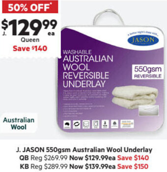Harris Scarfe Jason 550gsm Australian Wool Underlay QB offer