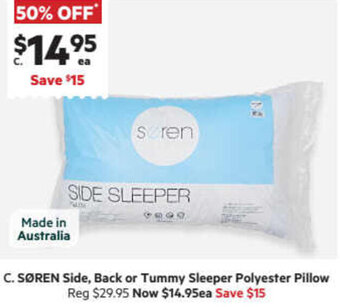 Harris Scarfe Søren Side,Back or Tummy Sleeper Polyester Pillow offer