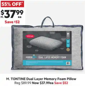 Harris Scarfe Tontine Dual Layer Memory Foam Pillow offer