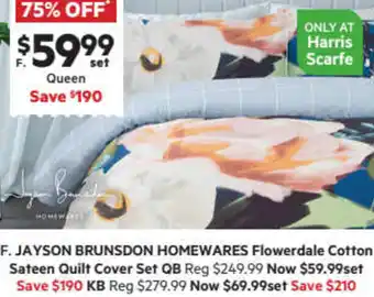 Harris Scarfe Jayson Brunsdon Homewares Flowerdale Cotton Sateen Quilt Cover Set QB offer