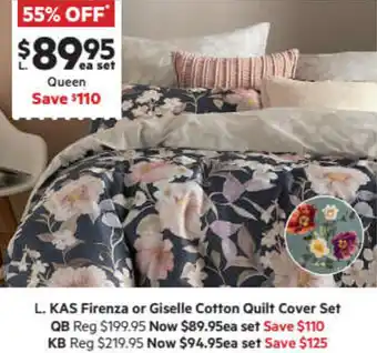 Harris Scarfe KAS Firenza or Giselle Cotton Quilt Cover Set QB offer
