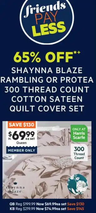 Harris Scarfe Shaynna Blaze Rambling or Protea 300 Thread Count Cotton Sateen Quilt Cover Set offer