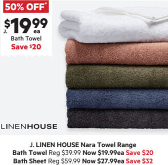 Harris Scarfe Linen House Nara Towel Range Bath Towel offer