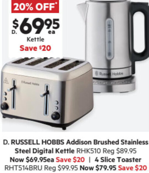 Harris Scarfe Russell Hobbs Addison  Brushed Stainless Steel Digital Kettle offer