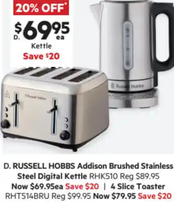 Harris Scarfe Russell Hobbs Addison Brushed Stainless Steel Digital Kettle offer
