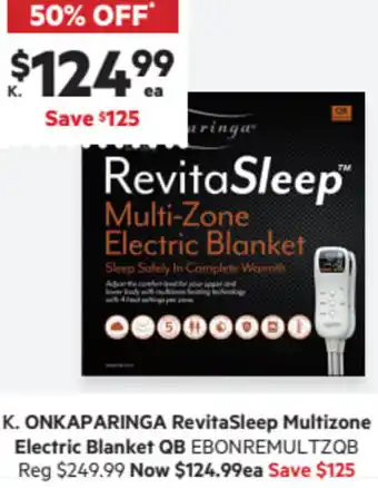 Onkaparinga RevitaSleep Multizone Electric Blanket QB