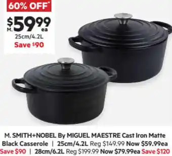 Smith+Nobel By Miguel Maestre Cast Iron Matte Black Casserole I 25cm/4.2L