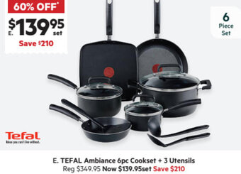 Tefal Ambiance 6pc Cookset + 3 Utensils