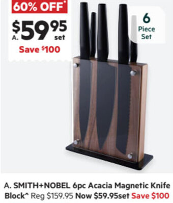 Harris Scarfe Smith+Nobel 6pc Acacia Magnetic Knife Block offer