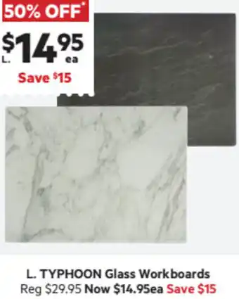 Harris Scarfe Typhoon Glass Workboards offer
