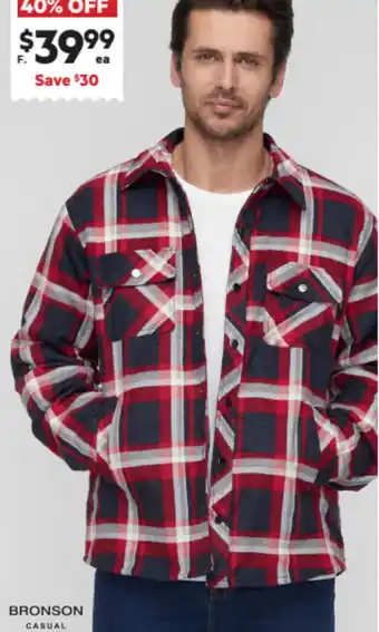 Harris Scarfe Bronson Casual Orbost Flannel Jacket With Quilted Lining offer