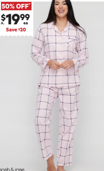 Harris Scarfe Sash & Rose Flannelette PJ Sets offer