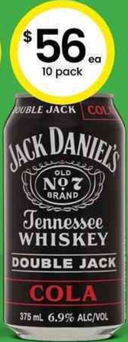The Bottle O Jack Daniel's Double Jack & Cola 6.9% Premix Cans 375ml offer