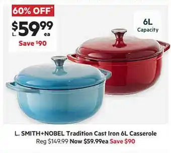 Harris Scarfe Smith+nobel Tradition Cast Iron 6l Casserole offer