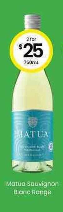 The Bottle O Matua Sauvignon Blanc Range offer
