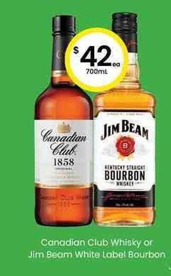 The Bottle O Canadian Club Whisky Or Jim Beam White Label Bourbon offer