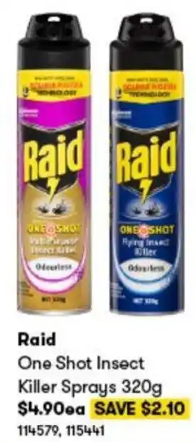 Raid One Shot Insect Killer Sprays 114579,115441