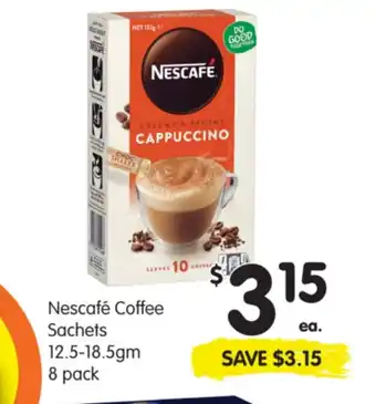 Spar Nescafe Coffee Sachets 12.5-18.5gm 8 Pack offer